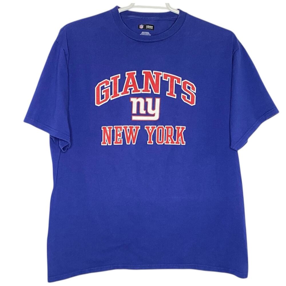 NY Giants Tee Shirt Blue Cotton Mens Large Football Sportswear NFL Team Apparel